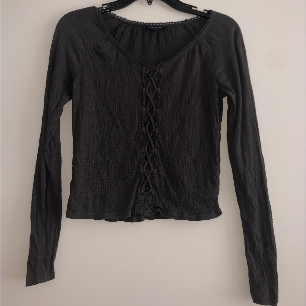 American Eagle Long Sleeve Grey Top